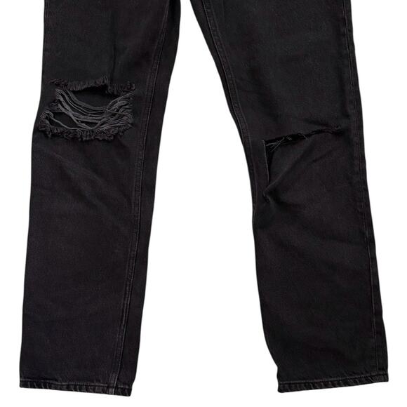 REFORMATION Cynthia High Rise Straight Jeans Black Lagoon Destroyed Size 25 - Picture 5 of 13